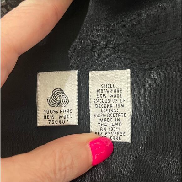 Valerie Stevens Vintage Black Beaded Blazer Removeable Collar Eveningwear Sz 12 - Picture 8 of 9